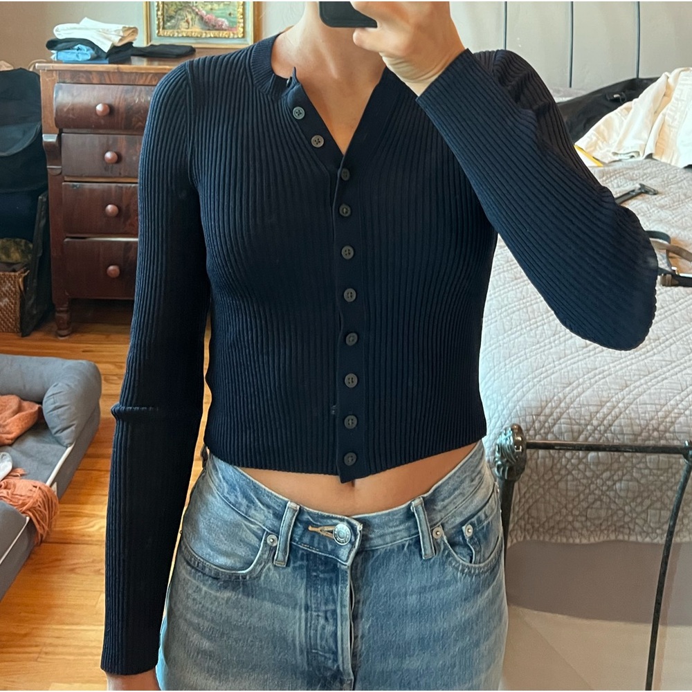 Everlane The Ribbed Cropped Cardigan